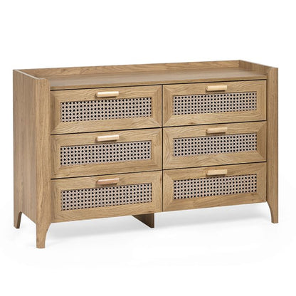 Sydney Wooden Chest Of 6 Drawers Wide In Oak