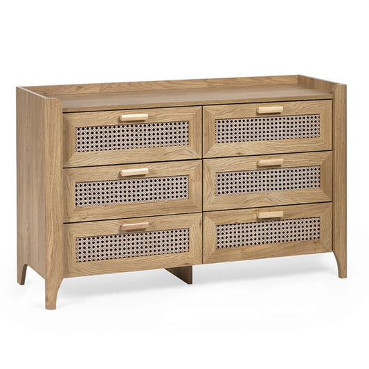 Sydney Wooden Chest Of 6 Drawers Wide In Oak
