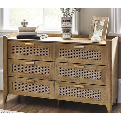 Sydney Wooden Chest Of 6 Drawers Wide In Oak