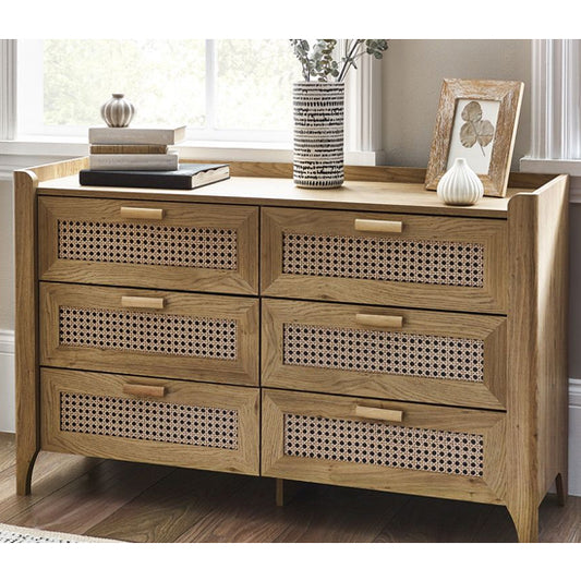 Sydney Wooden Chest Of 6 Drawers Wide In Oak