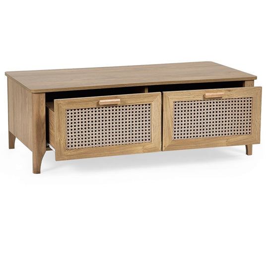 Sydney Wooden Coffee Table With 2 Drawers In Oak