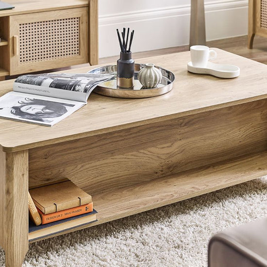 Sydney Wooden Coffee Table With 2 Drawers In Oak
