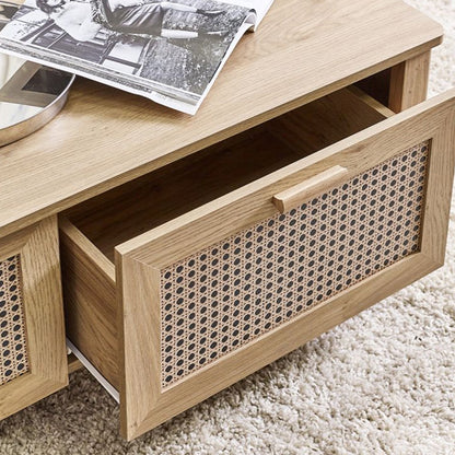 Sydney Wooden Coffee Table With 2 Drawers In Oak
