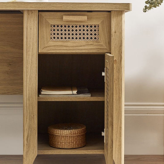 Sydney Wooden Laptop Desk With 1 Door 1 Drawer In Oak