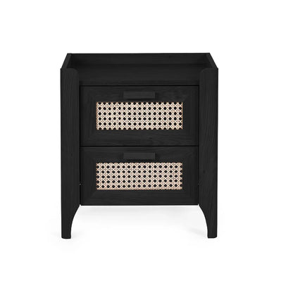 Sydney Wooden Bedside Cabinet With 2 Drawers In Black Ash