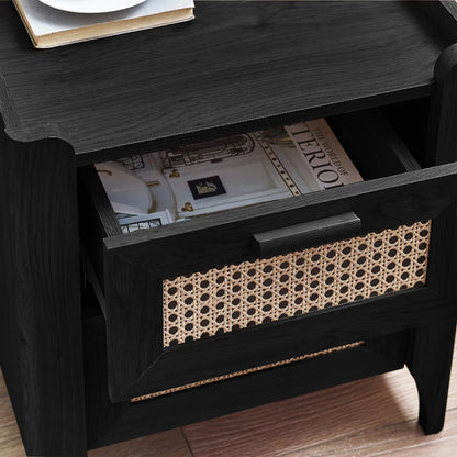 Sydney Wooden Bedside Cabinet With 2 Drawers In Black Ash