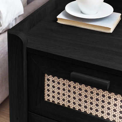 Sydney Wooden Bedside Cabinet With 2 Drawers In Black Ash