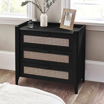 Sydney Wooden Chest Of 3 Drawers In Black Ash