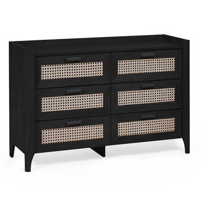 Sydney Wide Wooden Chest Of 6 Drawers In Black Ash