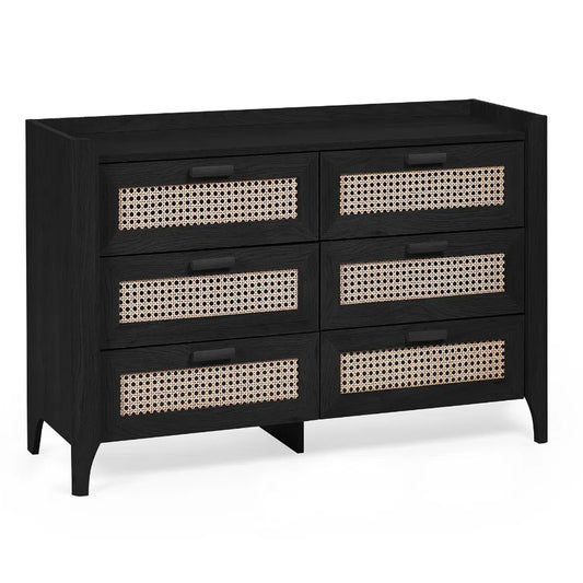 Sydney Wide Wooden Chest Of 6 Drawers In Black Ash