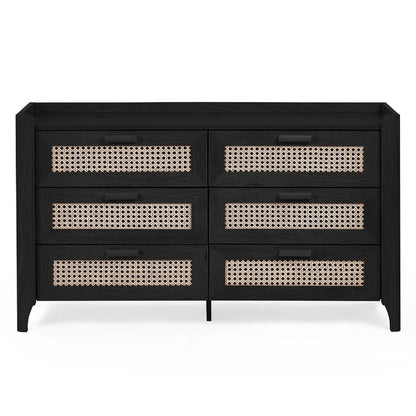 Sydney Wide Wooden Chest Of 6 Drawers In Black Ash