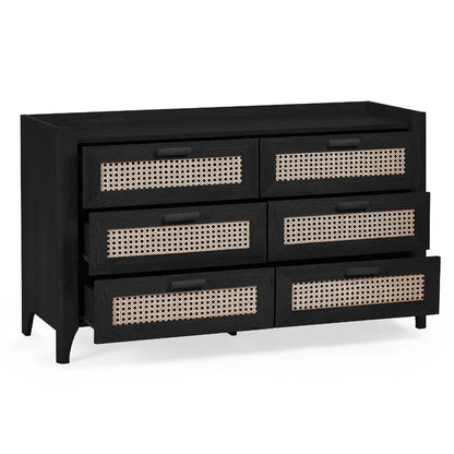 Sydney Wide Wooden Chest Of 6 Drawers In Black Ash