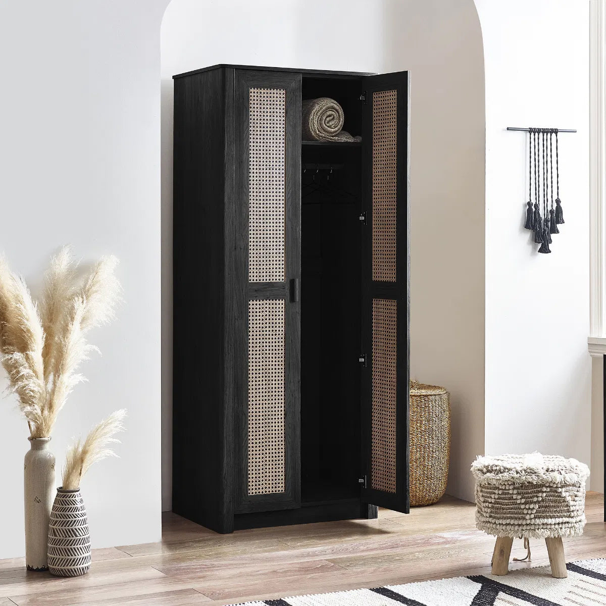 Sydney Wooden Wardrobe With 2 Doors In Black Ash