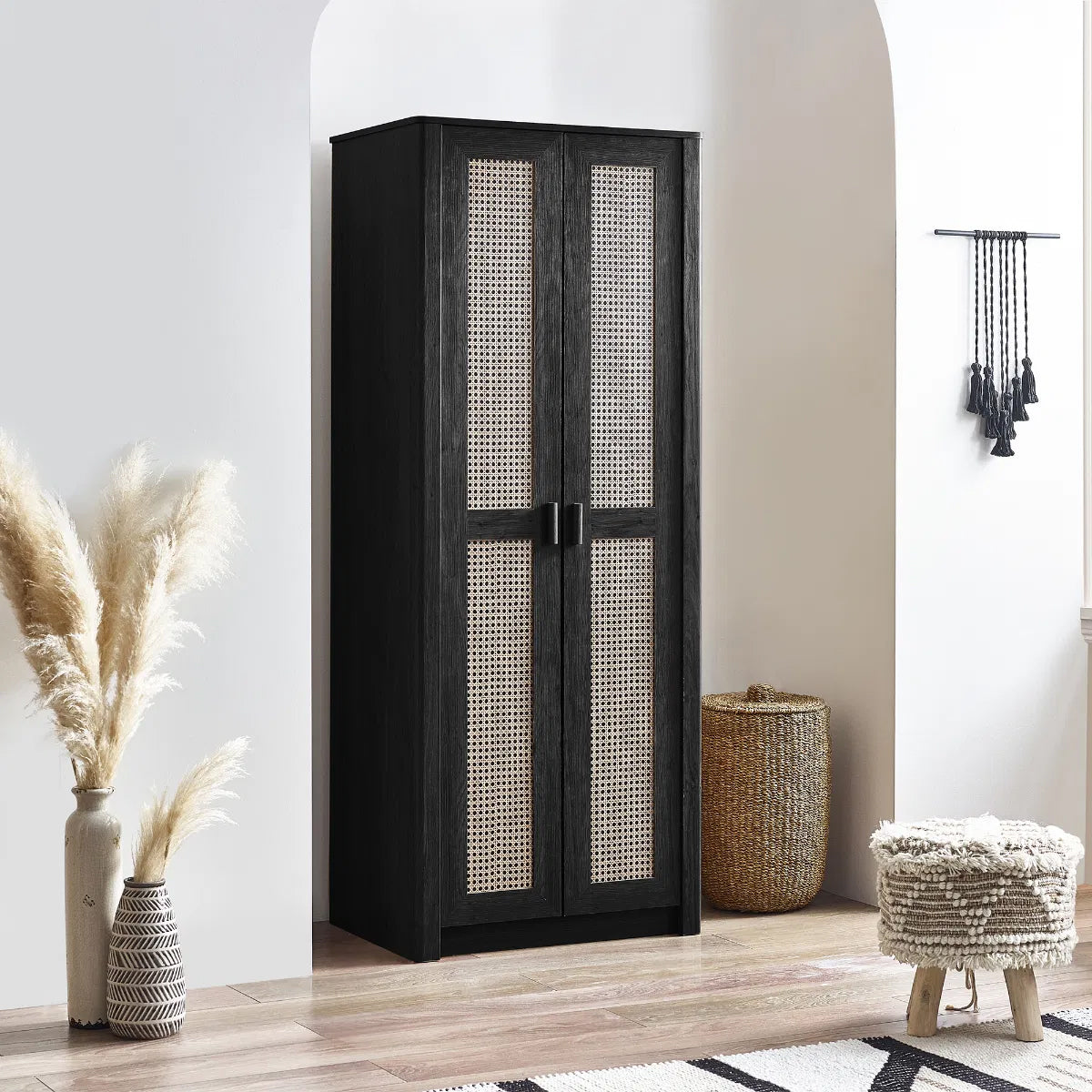 Sydney Wooden Wardrobe With 2 Doors In Black Ash