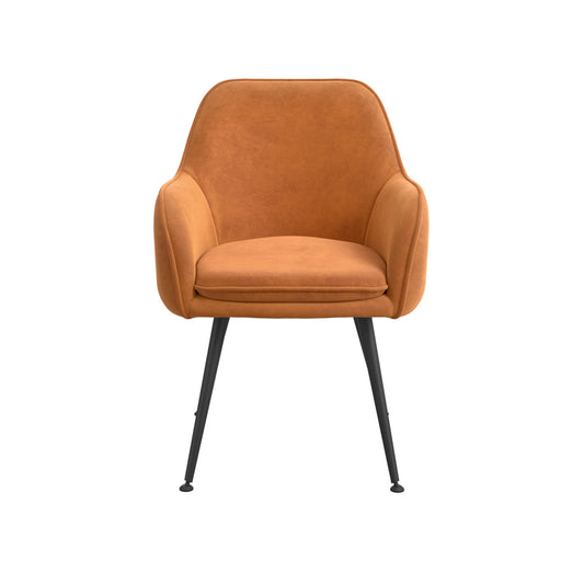 Tara Velvet Fabric Dining Chair In Burnt Rust With Matte Black Legs