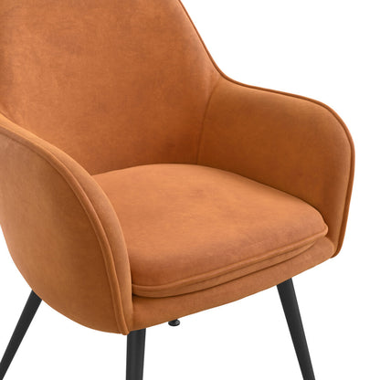 Tara Velvet Fabric Dining Chair In Burnt Rust With Matte Black Legs