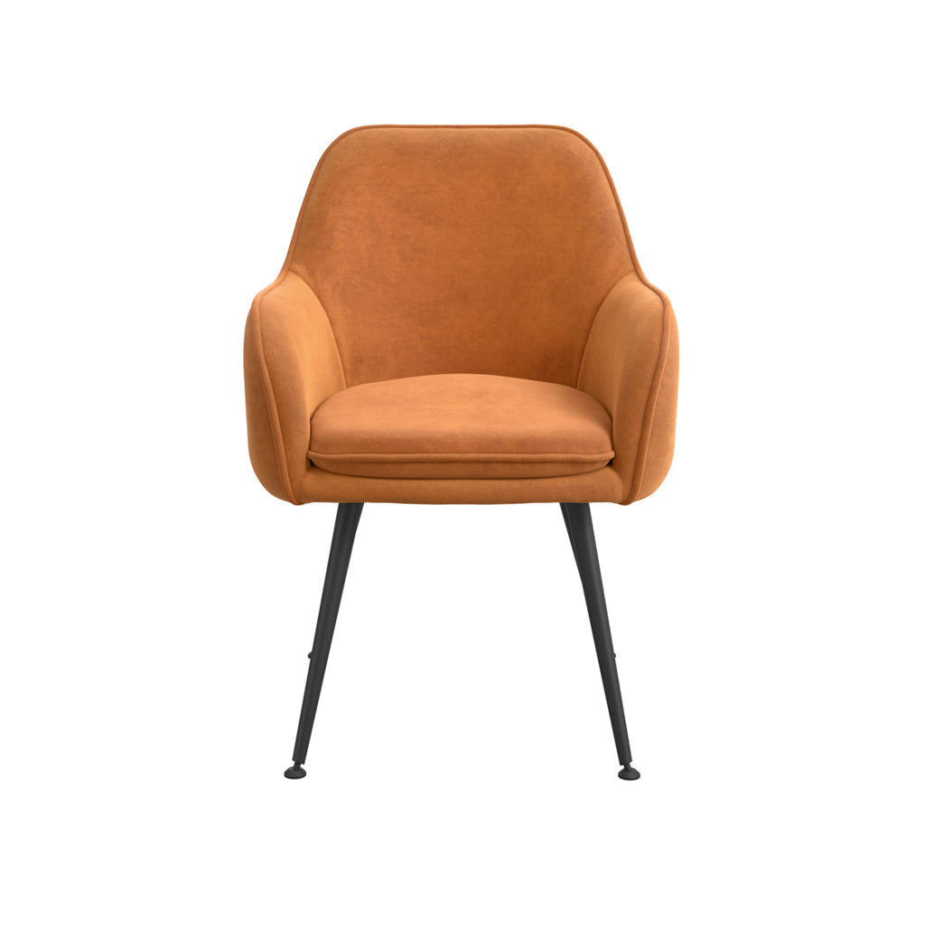 Tara Burnt Rust Velvet Fabric Dining Chairs With Matte Black Legs In Pair