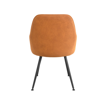 Tara Burnt Rust Velvet Fabric Dining Chairs With Matte Black Legs In Pair