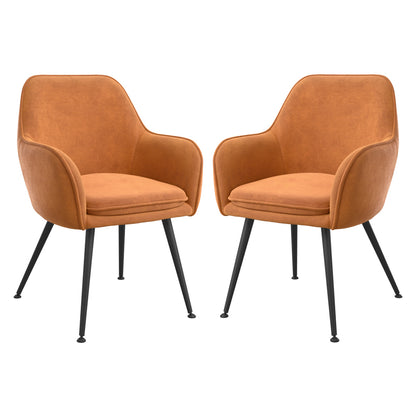 Tara Burnt Rust Velvet Fabric Dining Chairs With Matte Black Legs In Pair