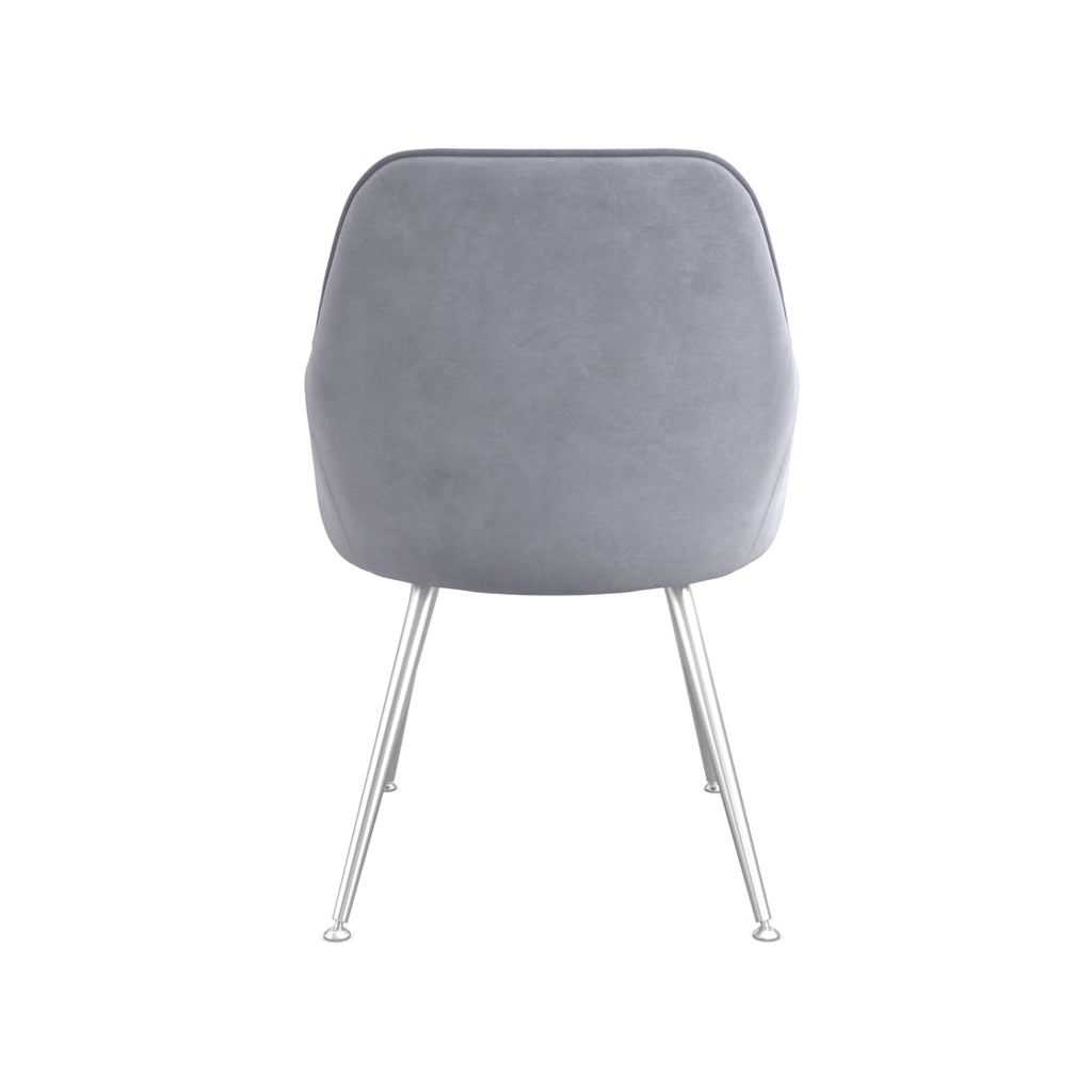 Tara Grey Velvet Fabric Dining Chairs With Silver Legs In Pair