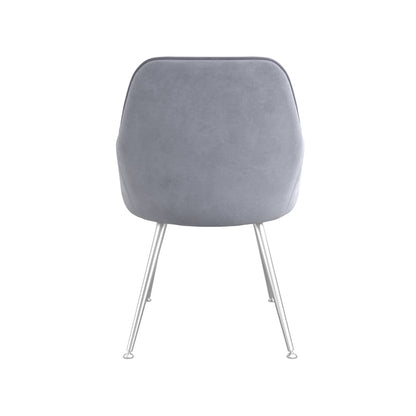 Tara Grey Velvet Fabric Dining Chairs With Silver Legs In Pair