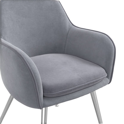 Tara Grey Velvet Fabric Dining Chairs With Silver Legs In Pair