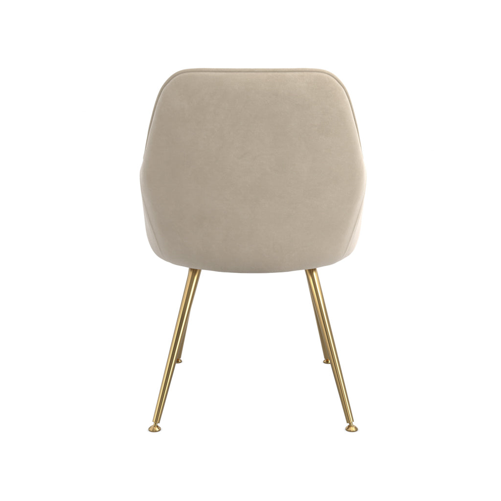 Tara Velvet Fabric Dining Chair In Light Fawn With Gold Legs