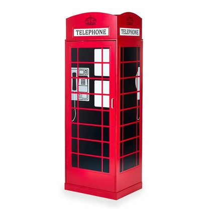 Telephone Box Wooden Wardrobe With 1 Door In Red