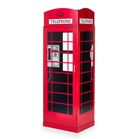 Telephone Box Wooden Wardrobe With 1 Door In Red