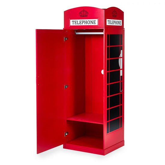 Telephone Box Wooden Wardrobe With 1 Door In Red