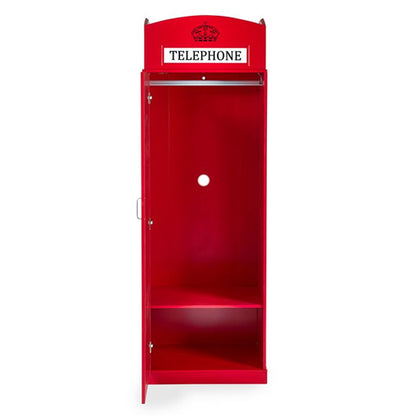 Telephone Box Wooden Wardrobe With 1 Door In Red
