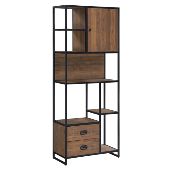 Ooki Wooden Tall Large Open Bookcase In Oak