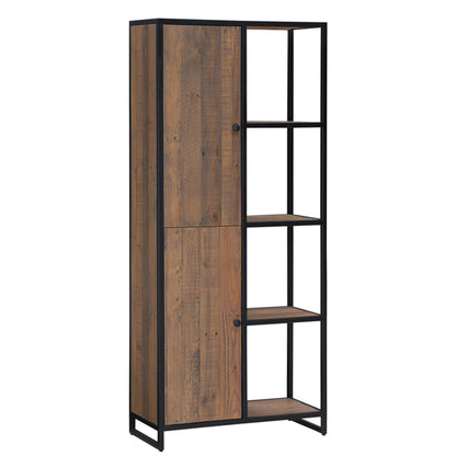 Ooki Wooden Tall Large Bookcase With 2 Doors In Oak
