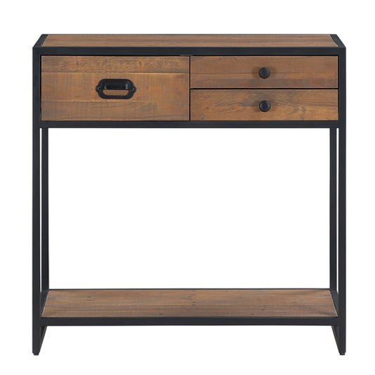 Ooki Wooden Small Console Table With 3 Drawers In Oak