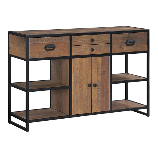 Ooki Wooden Open Sideboard With 2 Doors And 4 Drawers In Oak