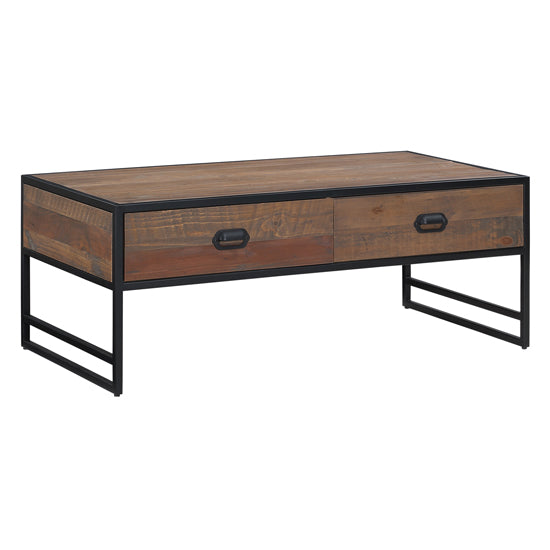 Ooki Wooden Coffee Table With 4 Drawers In Oak