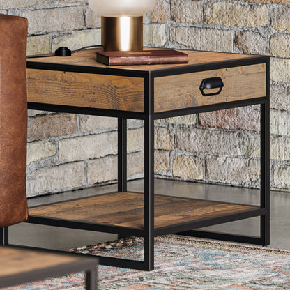 Ooki Wooden Lamp Table With 1 Drawer In Oak