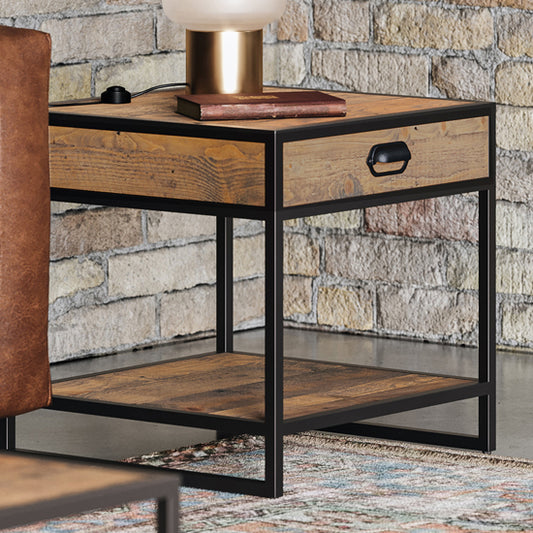 Ooki Wooden Lamp Table With 1 Drawer In Oak