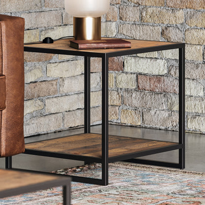 Ooki Wooden Open Lamp Table With Undershelf In Oak