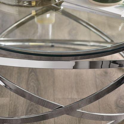 Vienna Clear Glass Coffee Table With Chrome Metal Frame