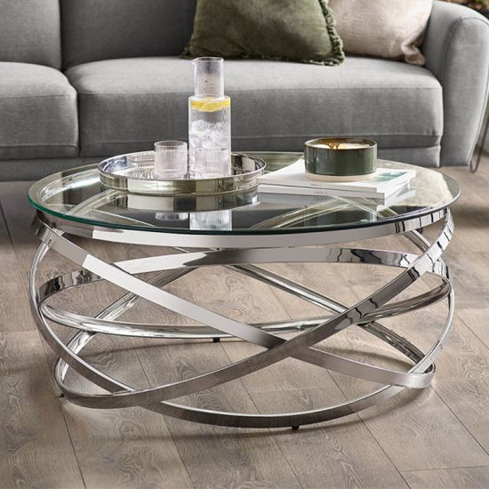 Vienna Clear Glass Coffee Table With Chrome Metal Frame