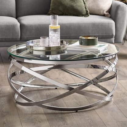 Vienna Clear Glass Coffee Table With Chrome Metal Frame