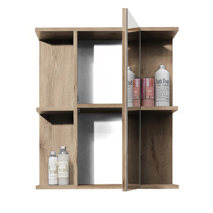 Vista Wooden Bathroom Mirrored Cabinet In Viking Black And Black