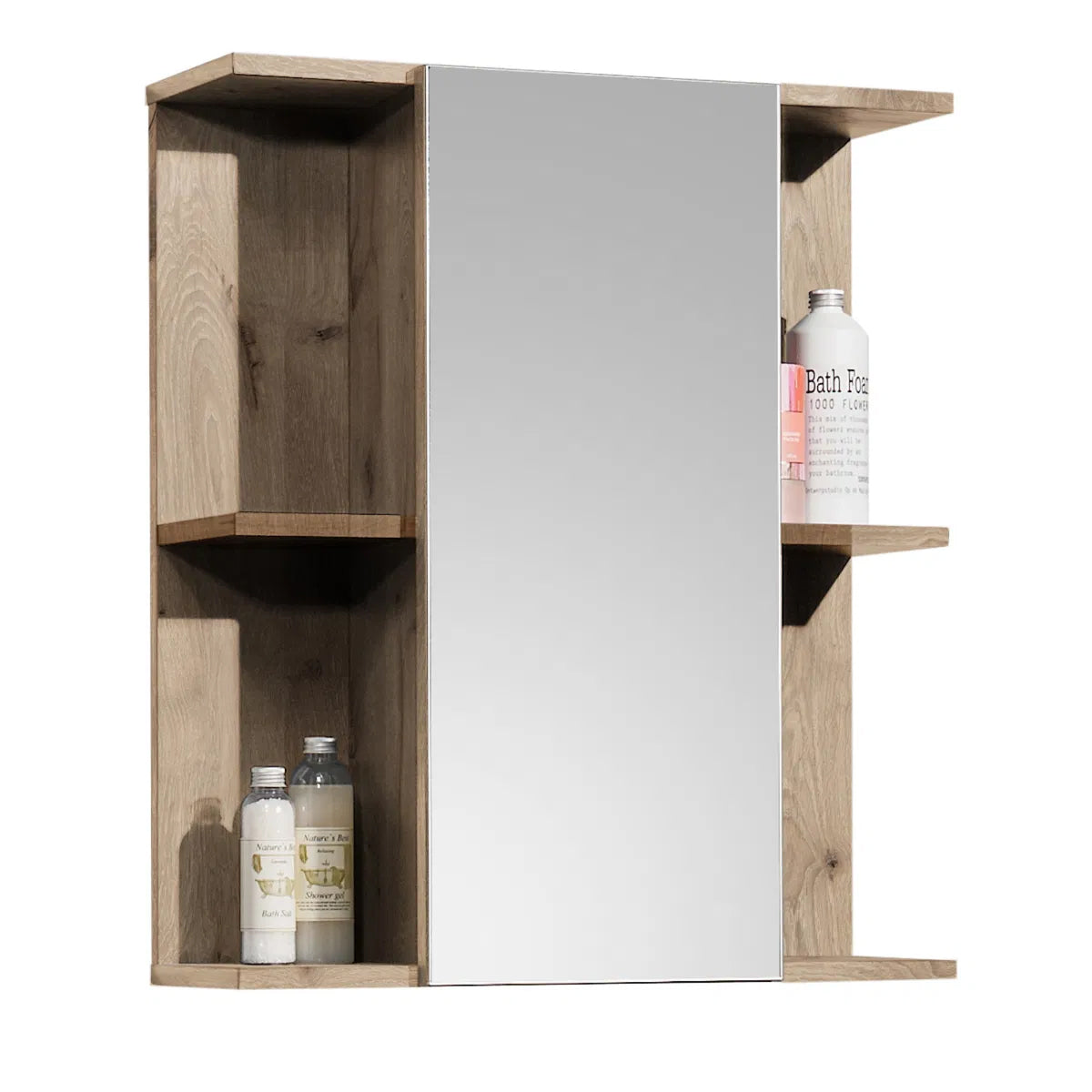Vista Wooden Bathroom Mirrored Cabinet In Viking Black And Black