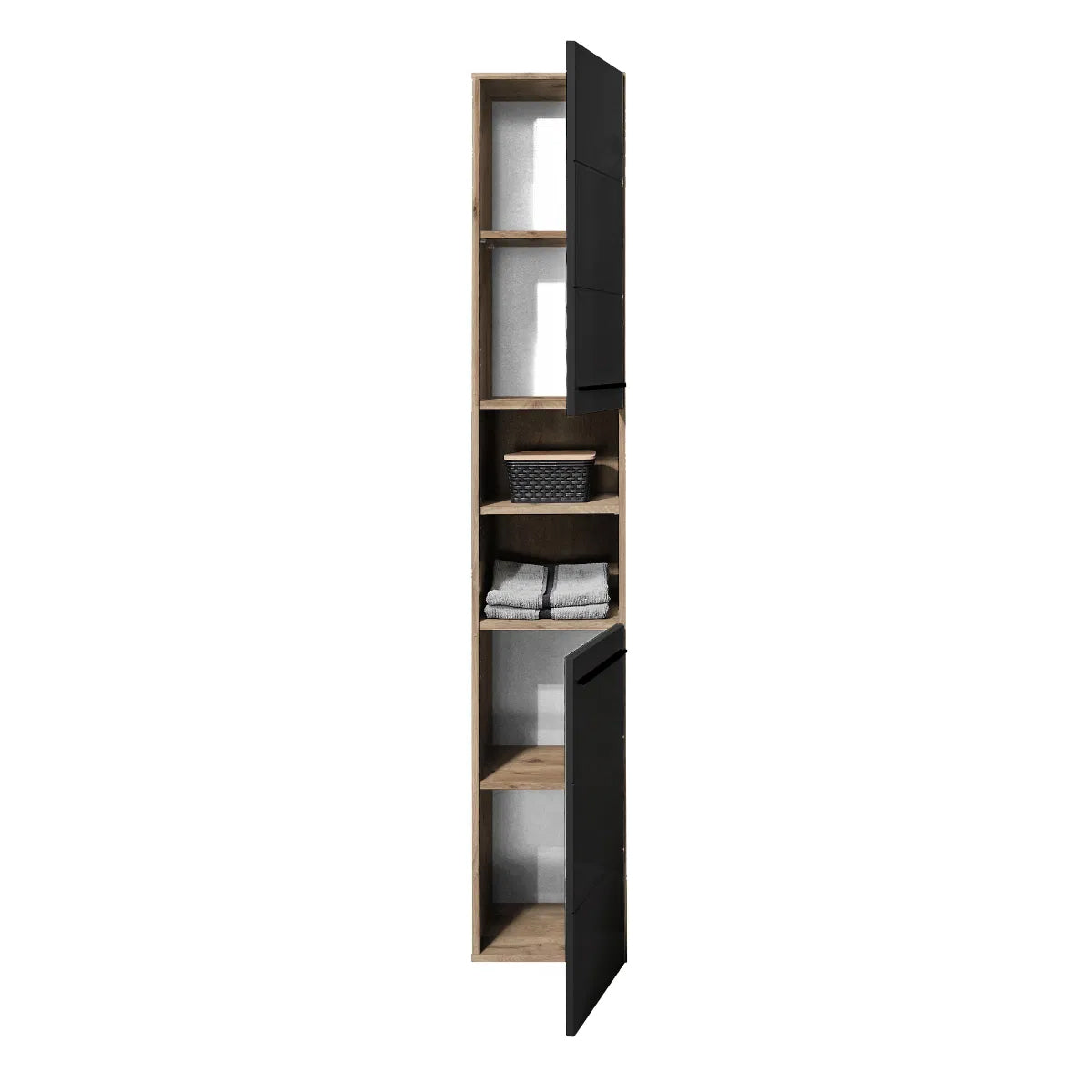 Vista Tall Wooden Bathroom Storage Cabinet In Viking Black And Black