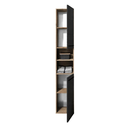 Vista Tall Wooden Bathroom Storage Cabinet In Viking Black And Black