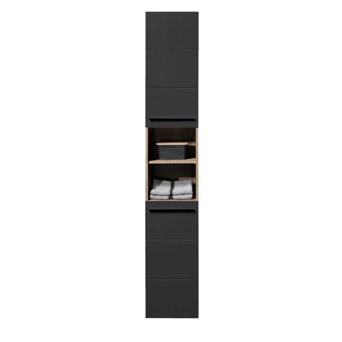 Vista Tall Wooden Bathroom Storage Cabinet In Viking Black And Black