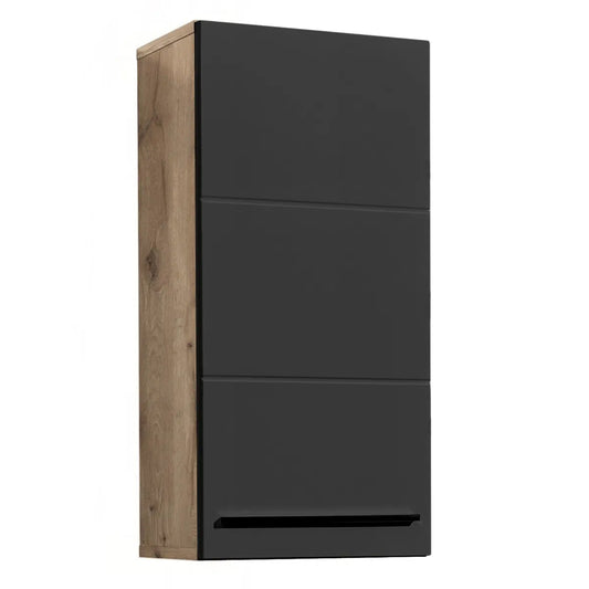 Vista Wall Hung Wooden Bathroom Storage Cabinet In Viking Black And Black