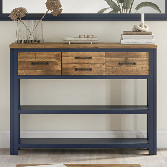 Splash Wooden Console Table With 4 Drawers In Blue
