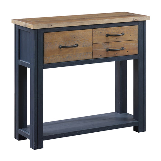Splash Wooden Console Table With 3 Drawers In Blue